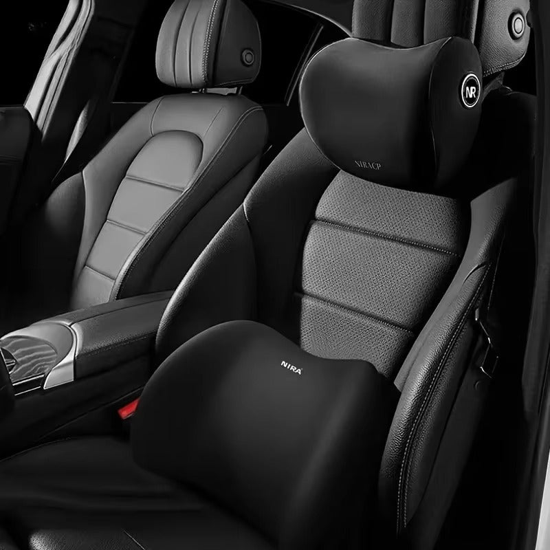 Set Premium Suport Lombar și Tetieră Auto – Spumă cu Memorie, Confort Maxim la Volan
