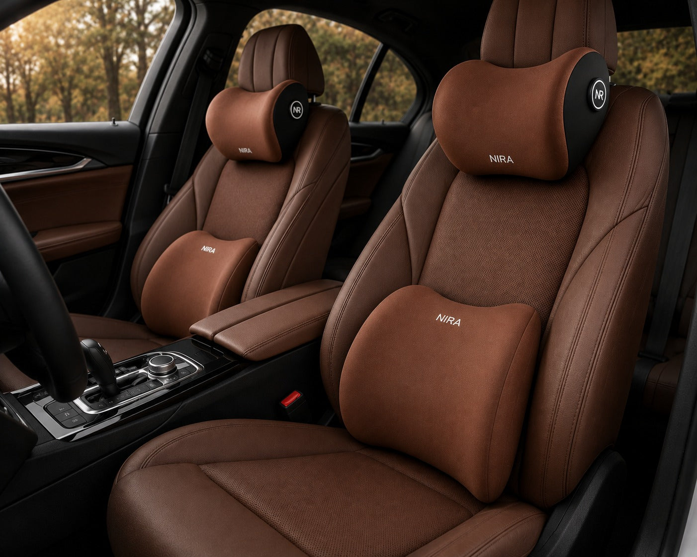 Set Premium Suport Lombar și Tetieră Auto – Spumă cu Memorie, Confort Maxim la Volan