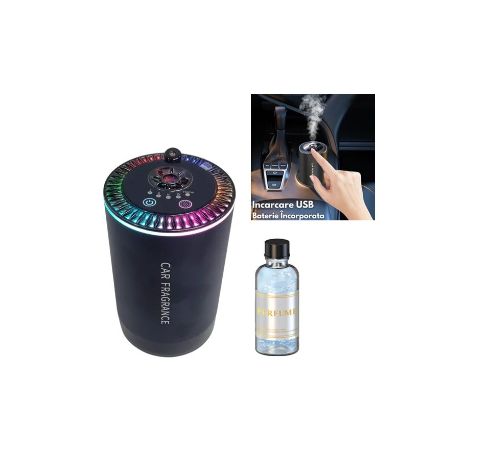 Difuzor parfum auto aromaterapie cu acumulator RGB proiectie stele plafon lumini ambientale